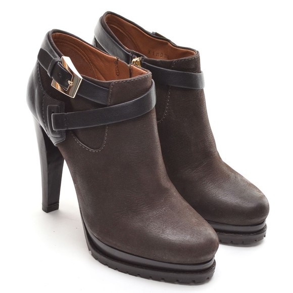 Giorgio Armani Shoes - Giorgio Armani Brown Leather High Heel Buckle Bootie 38
